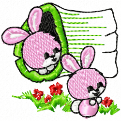Rabbits Embroidery Design 7